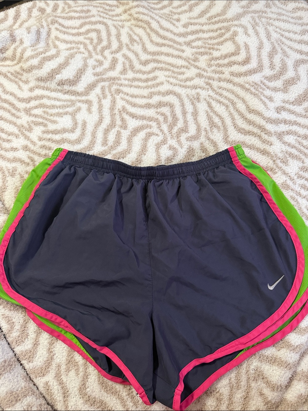 Nike Women’s Navy Athletic Shorts with Pink & Green Trim